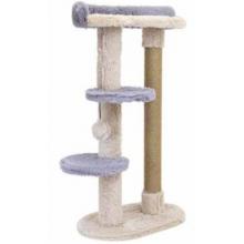 Когтеточка ИЗЕНГАРД с гамаком, игрушкой и полочкой 64*34*h104см (пушистый мех, джут) серая