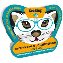 Консервы для кошек Кусочки в желе с Цыпленком, профилактика заболеваний почек, 100г