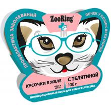 Консервы для кошек Кусочки в желе с Телятиной, профилактика заболеваний почек, 100г