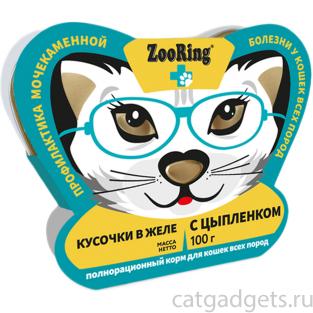 Консервы для кошек Кусочки в желе с Цыпленком, профилактика МКБ, 100г