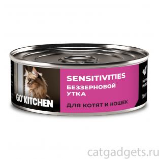 Корм консервированный полнорационный беззерновой для котят и кошек с чувствительным пищеварением с уткой, 0.1кг