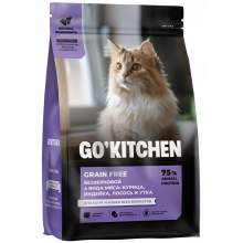 Беззерновой корм для котят и кошек всех возрастов с курицей, индейкой, лососем и уткой, GRAIN FREE ADULT 4 Meat Recipe, 0.4кг