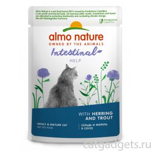 Паучи для взрослых кошек: сельдь и форель в соусе, поддержание пищеварения Holistic Functional, Intestinal help, Herring and Trout, 85г
