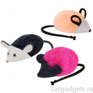 Игрушка для кошек с кошачьей мятой мышь 5 см иск.мех/текстиль (набор 10 шт)