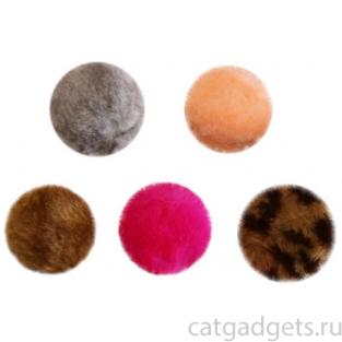 Игрушка для кошек шарик иск.мех 5 см (набор 8 шт)