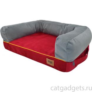 Лежанка диван "Ампир" мебельная ткань (бордо/серый)