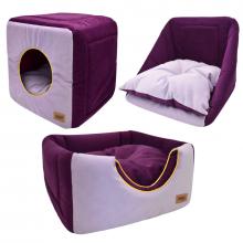 Дом куб-трансформер "Ампир" мебельная ткань+плюш (лиловый/баклажан), 42*42*40 см