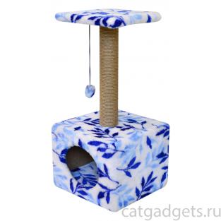 Комплекс "Куб малый с полкой" из меха, с рисунком "FANTASY" голубой, 34х34х72 см