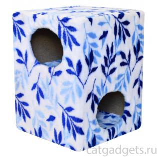 Комплекс "Куб 2 уровня" из меха, с рисунком "FANTASY" голубой, 42х42х55 см