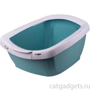 Туалет-лоток для кошек глубокий с подножкой Funny, мятный, 62*49,5*33см