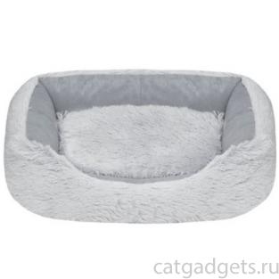 Лежак прямоугольный мягкий "Центавр" с подушкой 45*35*h14см, серый