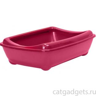 Туалет для кошек с рамкой, глубокий, большой 50*38*13см, рубиновый