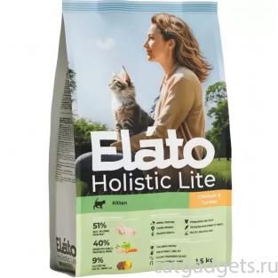 Сухой корм Elato Holistic Lite для котят, беременных и кормящих кошек с курицей и индейкой, 1,5кг