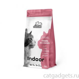 Сухой корм для кошек Indoor с говядиной, овсом и хондроитином, 2кг