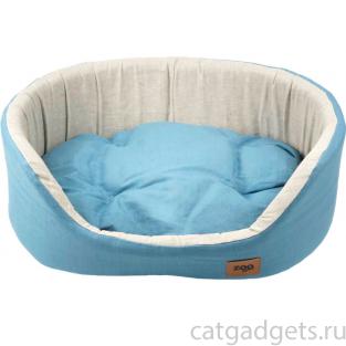 Лежанка овальная "Эколен" с подушкой, голубая, 43*30*16см