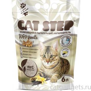 Наполнитель комкующийся растительный CAT STEP Tofu Vanilla, 6л, 2,7кг