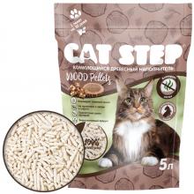 Наполнитель комкующийся растительный CAT STEP Wood Pellets 5л, 2,3кг