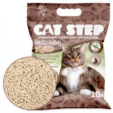 Наполнитель комкующийся растительный CAT STEP Wood Pellets 10л, 4,6кг