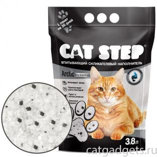 Наполнитель впитывающий силикагелевый CAT STEP Arctic Black&White, 3,8л, 1,67кг