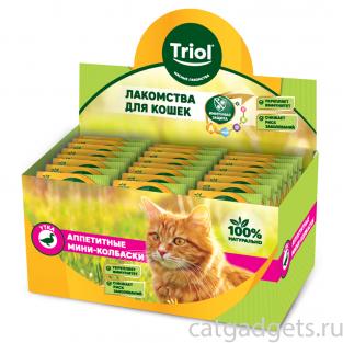 Лакомство для кошек Аппетитные мини-колбаски из утки, ШОУ-БОКС (60уп*7г), 420г