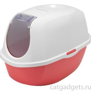 Туалет-домик SmartCat с угольным фильтром, 54х40х41см, коралловый (RECYCLED Smart cat)