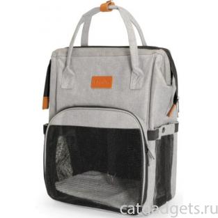 Рюкзак-переноска для животных "Pet" серый 27*24*42см