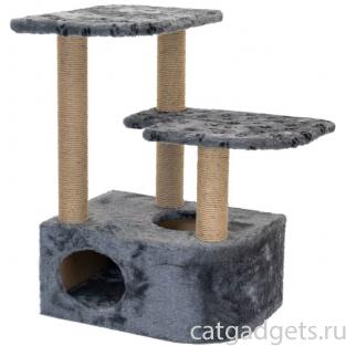 Домик-когтеточка для крупных кошек "Атос" угловой дымчатый, джут, 86*62*97см