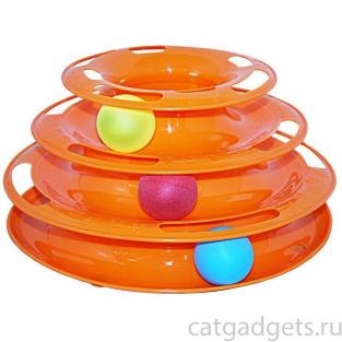 Игрушка для кошек Трэк пластиковый трехэтажный с мячиками 24,5х12см