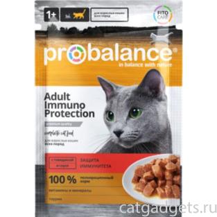 Паучи для кошек всех пород с говядиной в соусе, укрепление и поддержание иммунитета