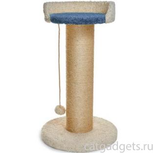 Столбик-когтеточка с лежанкой Kiruna джут, 51*88см, белый/голубой