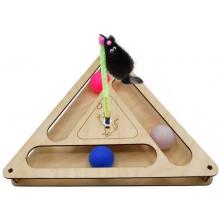Игрушка для кошек развивающая Треугольник с шариками и игрушкой на пружине, 32*28*3,6 см