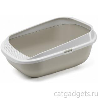 Туалет для кошек с рамкой и высокими бортами 57,4*42,7*25,5 см, теплый серый (Comfy Step - Warm Gray) 