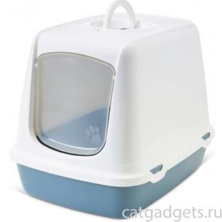 Туалет-домик для кошки OSKAR голубой Earth Collection 50*37*39 см