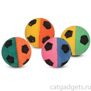 Игрушка для кошек "Мяч футбольный" двухцветный, 4см, 1 шт.