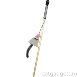 Удочка-дразнилка "Мышь дизайнерская с норковым хвостом на веревке" для кошек, 50 см