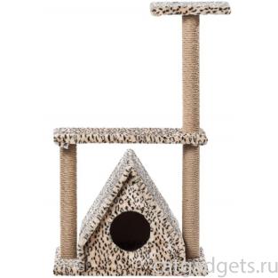 Домик для кошек меховой «Избушка с тремя столбами» 62*37*106 см, джут