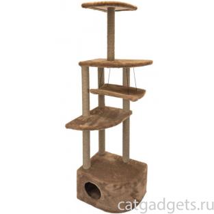 Комплекс-когтеточка "Башня угловая" с гамаком, 48*48*h171 см, джут, коричневый