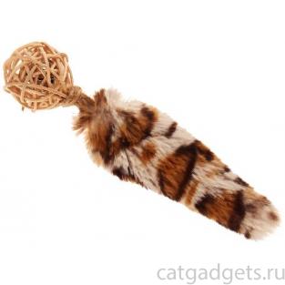 Игрушки для кошек Плетеный мячик с колокольчиком, хвостом и кошачей мятой, 13см (75439)