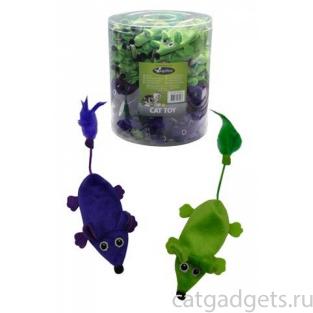 Игрушка для кошек "Плюшевые мышки, зеленые и фиолетовые" 11см