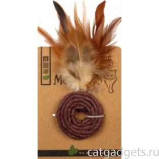 ЭКО игрушка "КОЛЕЧКО " с перьями и кошачьей мятой, 5 см фиолетовое