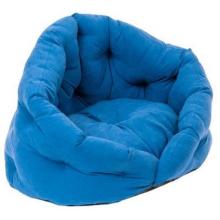 Лежак овальный пухлый, серия "Sleep-Бархат" с подушкой синий