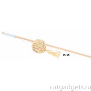 Удочка-дразнилка из кукурузных листьев и дерева "Мяч" 40 см (EC-06)