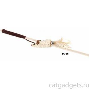 Удочка-дразнилка из кукурузы и дерева для кошек "Мышь" 40 см (EC-16)