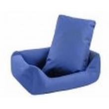 Лежак прямоугольный с подушкой №1, 55*40*18 тёмно-синий
