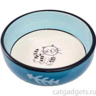 Миска керамическая роспись,рисунок "кошка" косточки 13,4*4см
