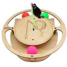 Игрушка для кошек развивающая Круг с шарикамии и игрушкой на пружине, 32*3,6 см