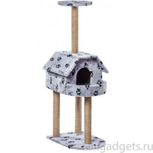 Комплекс для кошек «Домик с балконом» меховой, 61*41*140 см, джут