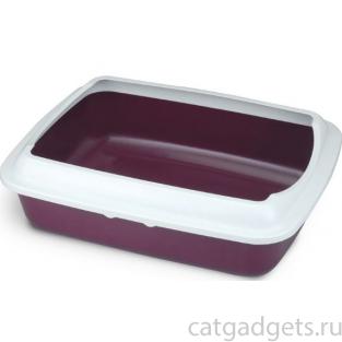 Туалет CT04 для кошек прямоугольный с бортом, цвет бургунди, 50,5*39*15см