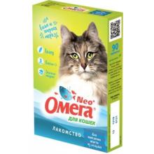 Омега Neo +  Мультивитаминное лакомство для кошек "Вывод шерсти" с ржаным солодом, 90 таб.