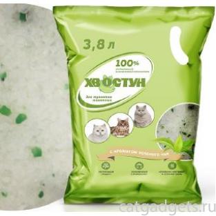 Наполнитель "ХВОСТУН" силикагелевый с ароматом зеленого чая 3,8л